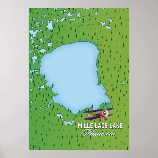 de reiskaart van het molenmeer Minnesota. Poster (Voorkant)