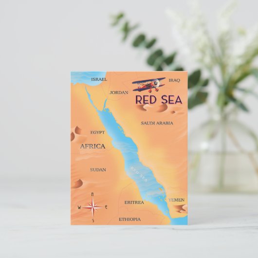 De reiskaart van het Rode Zee Briefkaart (Staand voorkant)