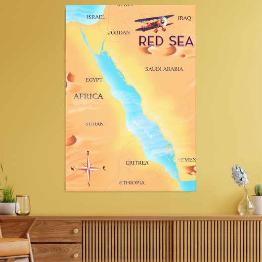 De reiskaart van het Rode Zee Canvas Afdruk (Insitu (Woonkamer))