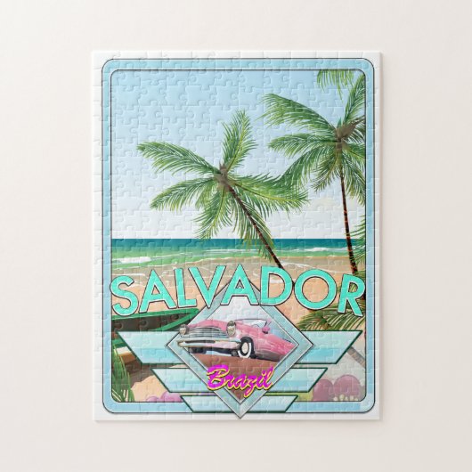 De  reisposter Salvador Brazilië. Legpuzzel (Verticaal)