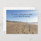 De reisvoetafdruk in het zand Briefkaart (Voorkant / Achterkant)