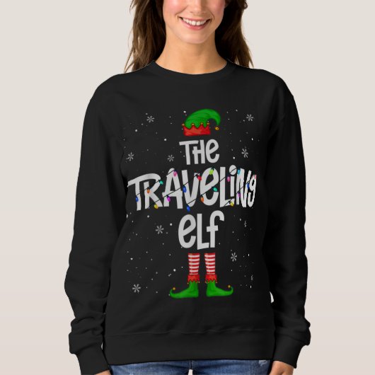De reizende Elf kerstlampjes Elf Matching Fa Trui (Voorkant)