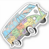De reizende Vanlife Kombi Sticker (Voorkant)