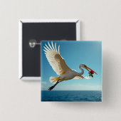 De reizende vogel vierkante button 5,1 cm (Voorkant /achterkant)