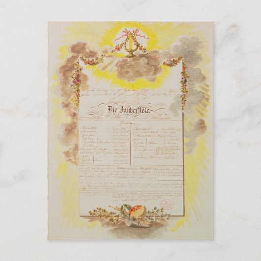 De rekening van het spel voor "de Magische Flute" Briefkaart (Voorkant)