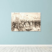 De rellen in Belfast Canvas Afdruk (Insitu (Houten vloer))