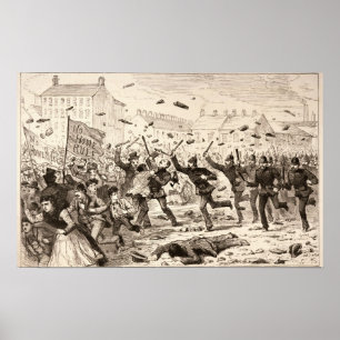 De rellen in Belfast Poster
