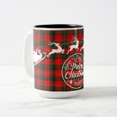 De rendierflanel van de kerstman tweekleurige koffiemok (Voorkant links)
