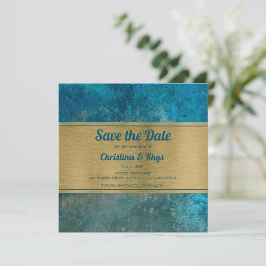 De rendy in Blauw sparen de Datum Save The Date (Staand voorkant)