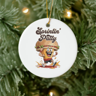 De Rennende Cheeseburger Keramisch Ornament