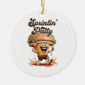 De Rennende Cheeseburger Keramisch Ornament (Voorkant)