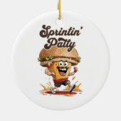 De Rennende Cheeseburger Keramisch Ornament (Achterkant)