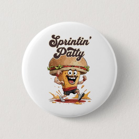 De Rennende Cheeseburger Ronde Button 5,7 Cm (Voorkant)