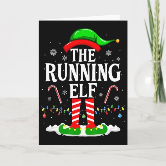 De Rennende Elf Kerst Rennen Grappige Hardloper Ke Kaart (Voorkant)