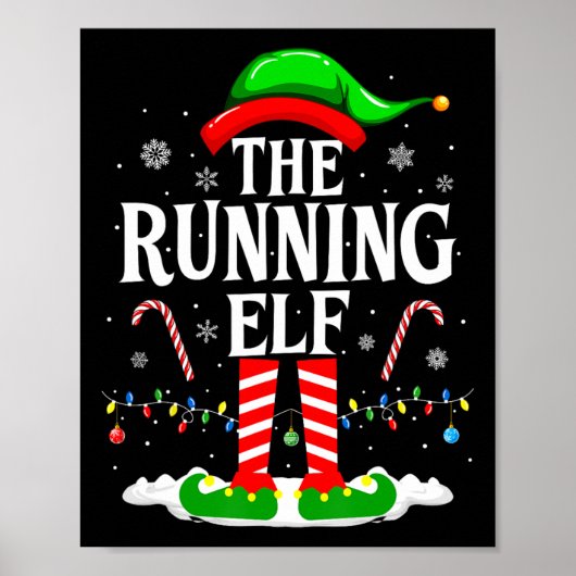 De Rennende Elf Kerst Rennen Grappige Renner Kerst Poster (Voorkant)