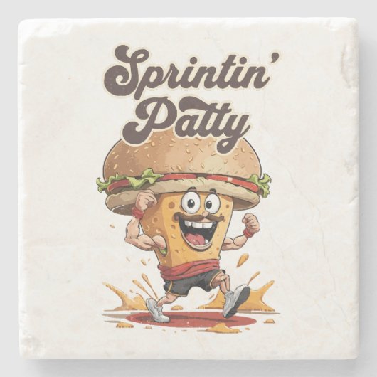 De Rennie Cheeseburger Stenen Onderzetter (Voorkant)