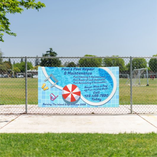 De reparatieservice voor poolonderhoud aanpassen spandoek (Insitu)