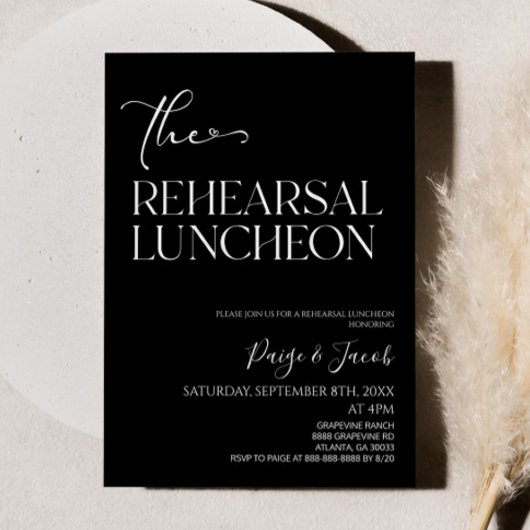 De repetitie Luncheon bruiloft repetitie lunch Kaart