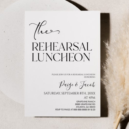 De repetitie Luncheon bruiloft repetitie lunch Kaart