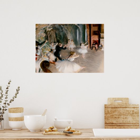 De repetitie op het podium van Edgar Degas Poster (Keuken)