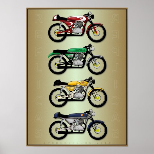 De Replica's (poster voor de kantine racer-motorri Poster (Voorkant)