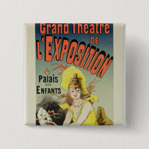 De reproductie van een poster adverteren de "Grand Vierkante Button 5,1 Cm