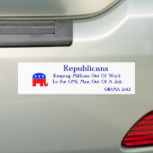 DE REPUBLIEK KAN MILJOEN UIT HET WERK HOUDEN BUMPERSTICKER (Op auto)