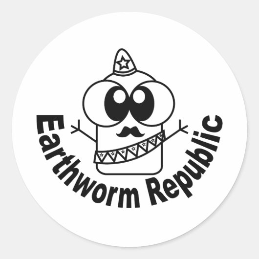 De Republiek van de aardworm Ronde Sticker (Voorkant)