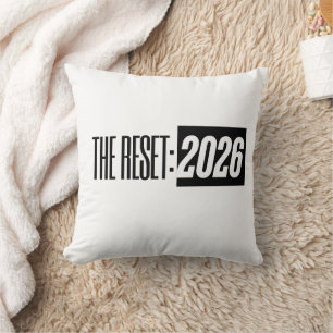 DE RESET: 2026 Zwart & Wit Typografie Kussen