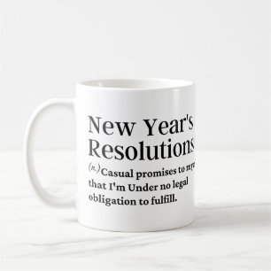 De resoluties van het nieuwe jaar grappige definit koffiemok
