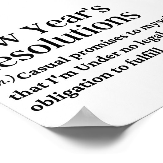 De resoluties van het nieuwe jaar grappige definit poster (Hoek)