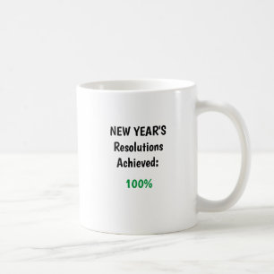 De resoluties van het nieuwe jaar werden bereikt - koffiemok