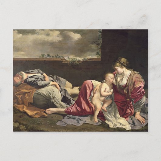 De rest van de vlucht naar Egypte, 1628 Briefkaart (Voorkant)