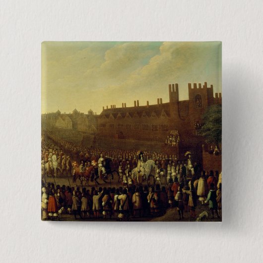 De restauratie van Charles II in Whitehall Vierkante Button 5,1 Cm (Voorkant)