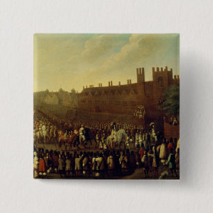 De restauratie van Charles II in Whitehall Vierkante Button 5,1 Cm