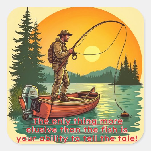 De retraite van een visser vierkante sticker (Voorkant)