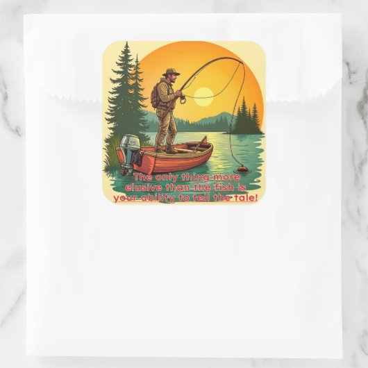 De retraite van een visser vierkante sticker (Tas)