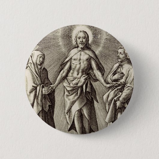 De Retreen Christus staat op een heuvel Ronde Button 5,7 Cm (Voorkant)