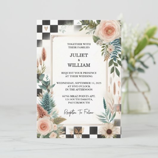 De Retro Boho Studio Creatieve Geïllustreerde Brui Kaart (Staand voorkant)