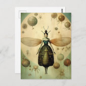 De retro griezelige insectendame briefkaart (Voorkant / Achterkant)