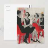 De Retro Koppels in Rode Stoelen Briefkaart (Voorkant / Achterkant)
