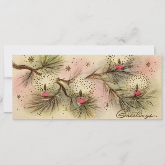 De Retro Pine-kerstkaart van 1950 Feestdagenkaart (Voorkant)