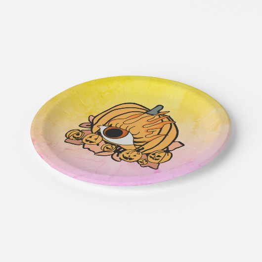 De Retro pompoen ontstoken oog Papieren Bordje (Gekanteld)