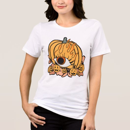 De Retro pompoen ontstoken oog Tri-Blend Shirt (Voorkant)