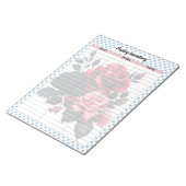 De Retro Roze en Blauwe Rozen Koelkastinventaris L Notitieblok (Schuin)