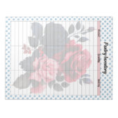 De Retro Roze en Blauwe Rozen Koelkastinventaris L Notitieblok (Voorkant)