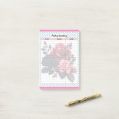 De Retro Roze en Blauwe Rozen Koelkastinventaris L Post-it® Notes (Op bureau)