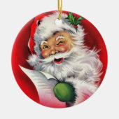 De  Retro Santa die zijn lijst controleert Keramisch Ornament (Voorkant)