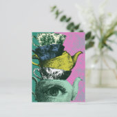 De Retro Theekop Theeketel Stack Briefkaart (Staand voorkant)