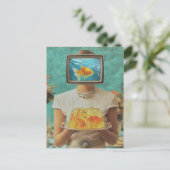 De retro vis gelatine diner vrouw briefkaart (Staand voorkant)